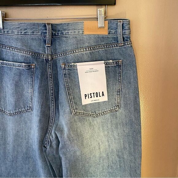 NWT Pistola Ruby High Rise Palazzo Pants jeans Othello blue Revolve 32 - Picture 10 of 11